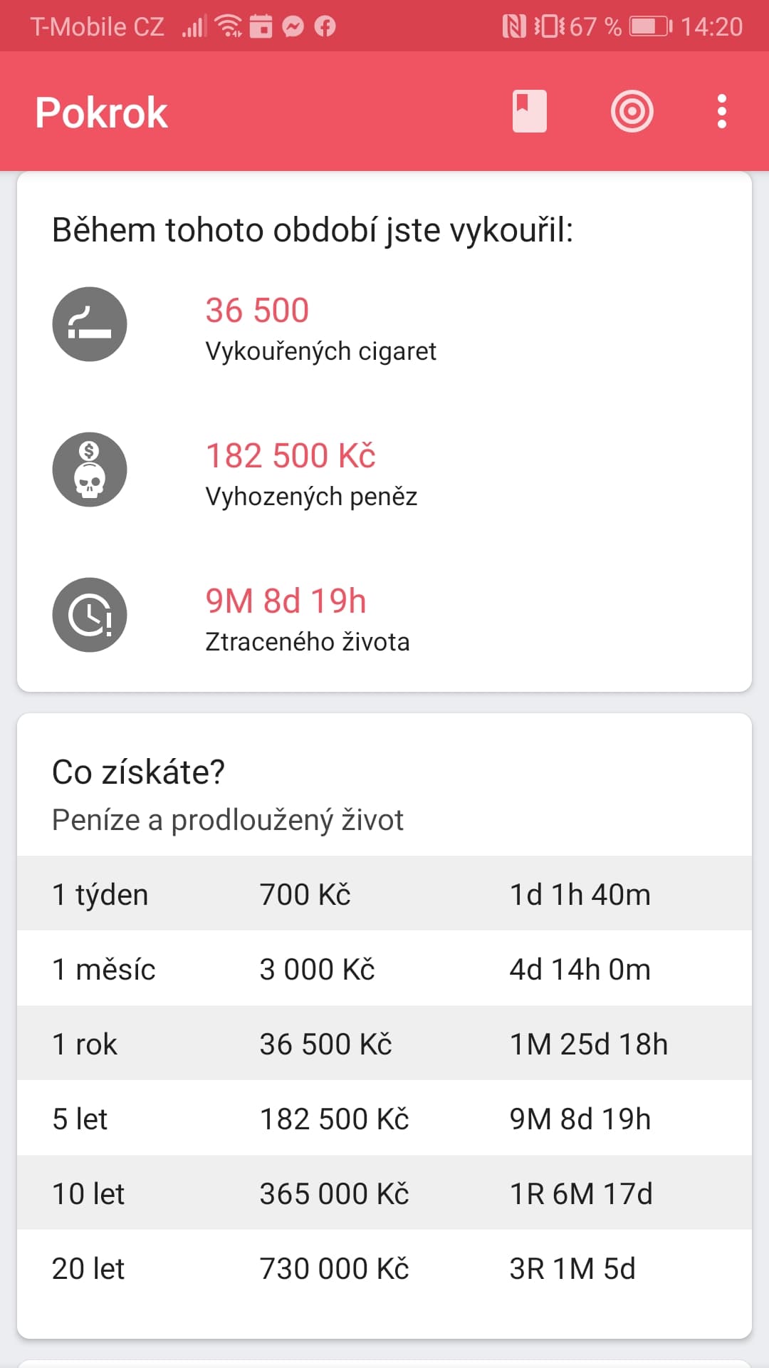 přestat kouřit náklady